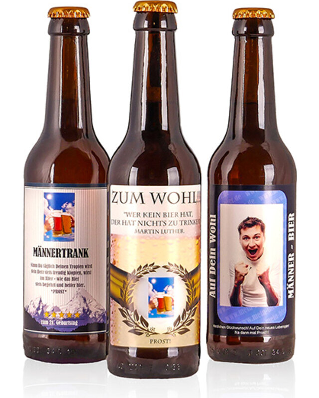 Bierflaschen 0,33 l mit personalisierten Etiketten