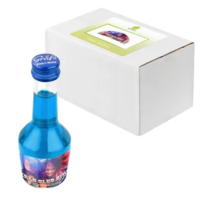 likoer mit wunschetikett bauchige flasche blau likoerfactory