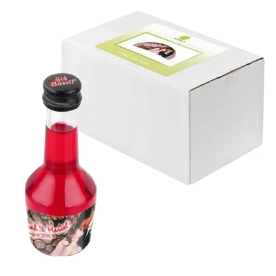 likoer mit wunschetikett bauchige flasche rot likoerfactory