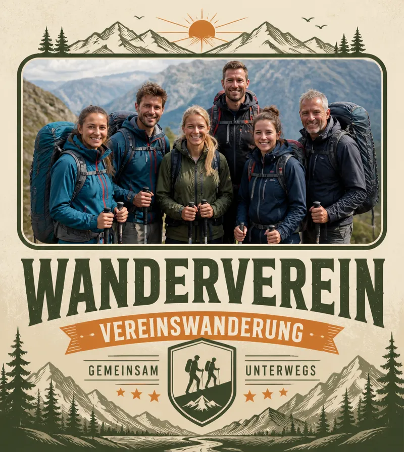 Wanderverein-Mini mit Gruppenfoto